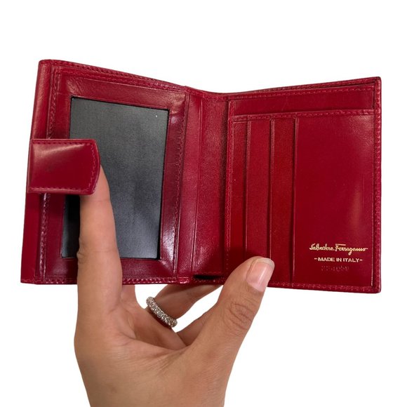 Authentic Salvatore Ferragamo Wallet Gancini Bifold Leather Vintage - Picture 11 of 12